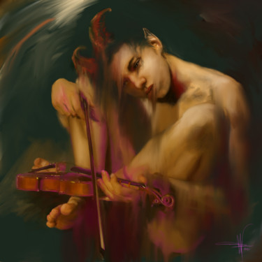 Pink Concerto Digitale Künste mit dem Titel "Pink Concerto" von Daniel Victor, Original-Kunstwerk, Digitale Malerei Auf Gestell montiert