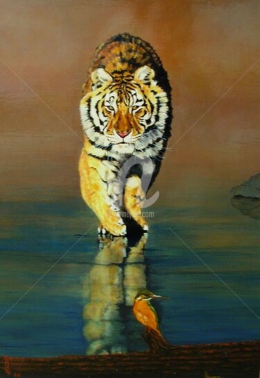 Pittura intitolato "Tigre" da Danihua, Opera d'arte originale, Olio