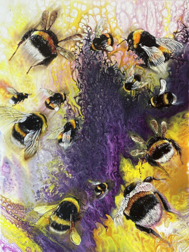 Pintura intitulada "Bumblebees Heaven" por Daniil Chernenko, Obras de arte originais, Óleo