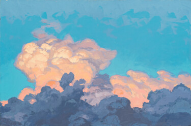 Painting titled "Clouds" by Daniil Mikhailov, Original Artwork, Oil Mounted on Wood Stretcher frame