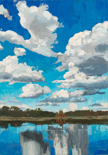 Painting titled "The sky above the V…" by Daniil Mikhailov, Original Artwork, Oil