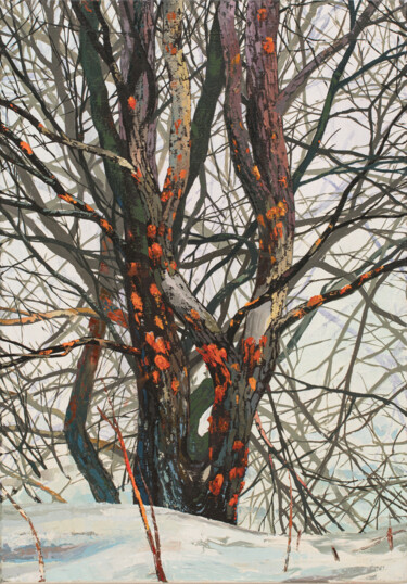 Malarstwo zatytułowany „Colours of winter” autorstwa Daniil Mikhailov, Oryginalna praca, Olej Zamontowany na Drewniana rama…
