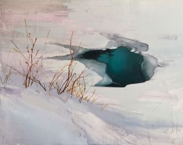 Картина под названием "Thinking of spring" - Daniil Mikhailov, Подлинное произведение искусства, Масло Установлен на Деревян…