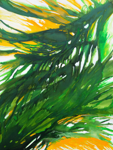 Peinture intitulée "Trough jungle" par Danijela Dan, Œuvre d'art originale, Encre Monté sur Châssis en bois