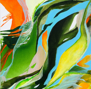Картина под названием "The Waves" - Danijela Dan, Подлинное произведение искусства, Чернила Установлен на Деревянная рама дл…