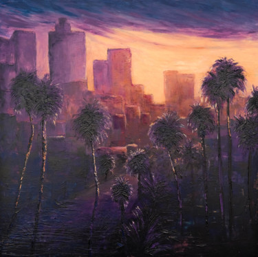 Pittura intitolato "The Light over City…" da Danijela Dan, Opera d'arte originale, Acrilico