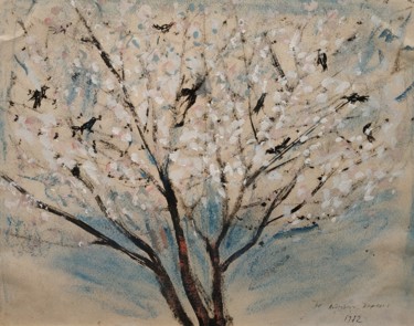 Картина под названием "The blossoming cher…" - Danil (Panagopoulos), Подлинное произведение искусства, Масло