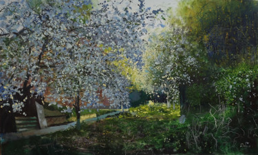 Peinture intitulée "spring patio" par Danil Shurykin, Œuvre d'art originale, Huile