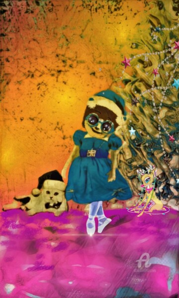 Arts numériques intitulée "La poupée de Noël" par Danila, Œuvre d'art originale, Peinture numérique