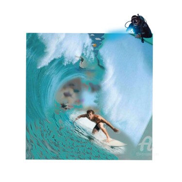Digitale Kunst mit dem Titel "Surfer sur la vague" von Danila, Original-Kunstwerk, Digitale Malerei