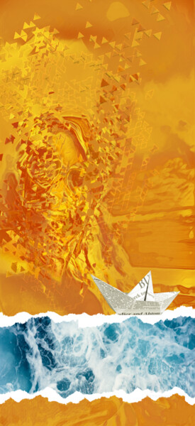 Digitale Kunst mit dem Titel "Oh mon bâteau" von Danila, Original-Kunstwerk, Digitale Malerei