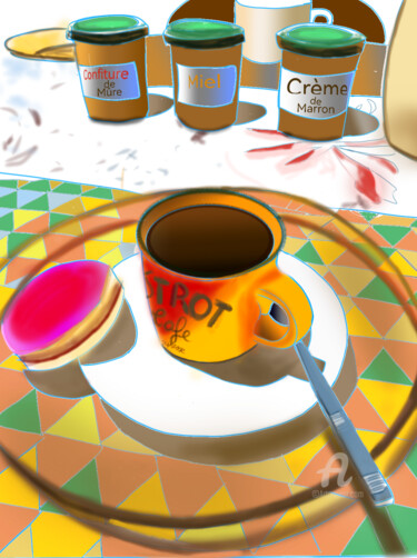 Arts numériques intitulée "Bistrot Cafe - napo…" par Danila, Œuvre d'art originale, Peinture numérique