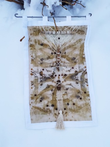 Textile Art titled ""Ice butterflies"" by Olga Daniliuk, Original Artwork, Fabric