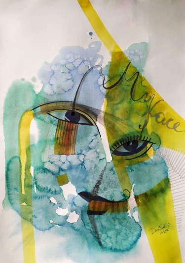 Painting titled ""My Face"" by Olga Daniliuk, Original Artwork, Watercolor