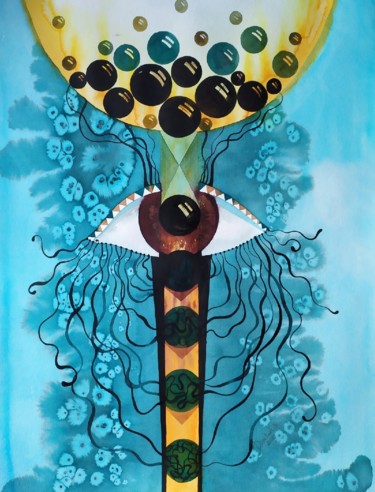 Peinture intitulée ""Point of view"" par Olga Daniliuk, Œuvre d'art originale, Aquarelle