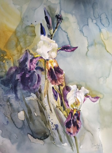 Painting titled "Floral accord" by Olga Daniliuk, Original Artwork, Watercolor
