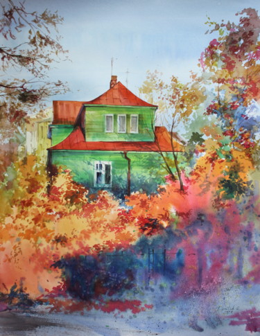 Painting titled ""Вспышки воспоминан…" by Olga Daniliuk, Original Artwork, Watercolor