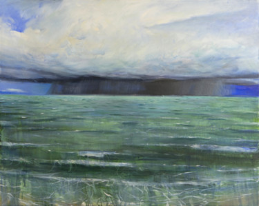 Painting titled "Seascape oil painti…" by Masha Danilovskaia, Original Artwork, Oil Mounted on Wood Stretcher frame