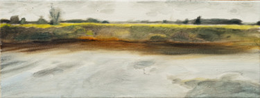 Painting titled "STILL WATER landsca…" by Masha Danilovskaia, Original Artwork, Oil Mounted on Wood Stretcher frame