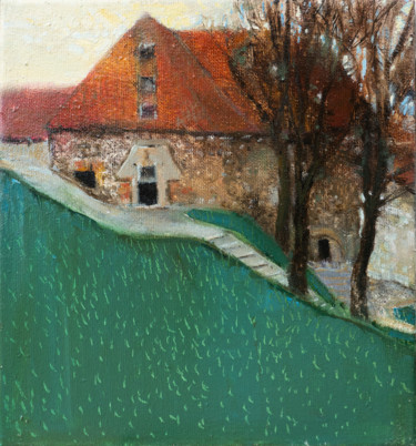 Painting titled "AKERSHUS SLOTT oil…" by Masha Danilovskaia, Original Artwork, Oil Mounted on Wood Stretcher frame