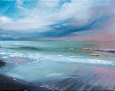 Malerei mit dem Titel "STORM seascape oil…" von Masha Danilovskaia, Original-Kunstwerk, Öl