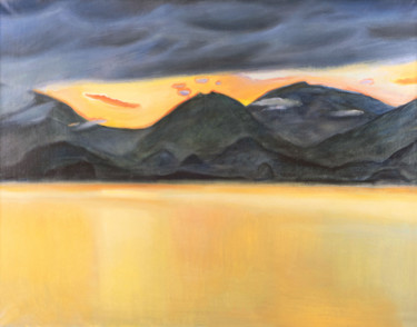 Schilderij getiteld "SUNSET CRY seascape…" door Masha Danilovskaia, Origineel Kunstwerk, Olie Gemonteerd op Frame voor houte…