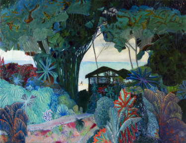 Pintura intitulada "Coastal forest" por Masha Danilovskaia, Obras de arte originais, Óleo