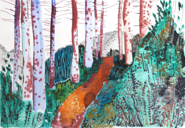 Картина под названием "Up the trail" - Masha Danilovskaia, Подлинное произведение искусства, Акварель