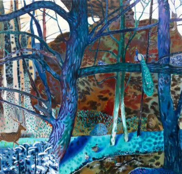 Blue tree Painting titled "Blue tree" by Masha Danilovskaia, Original Art, Oil