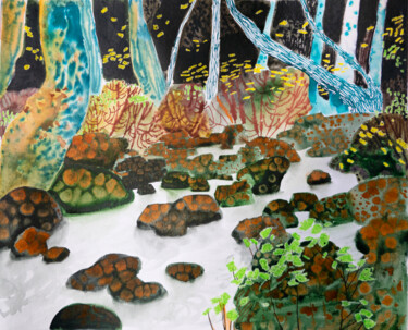 Картина под названием "Forest river" - Masha Danilovskaia, Подлинное произведение искусства, Акварель