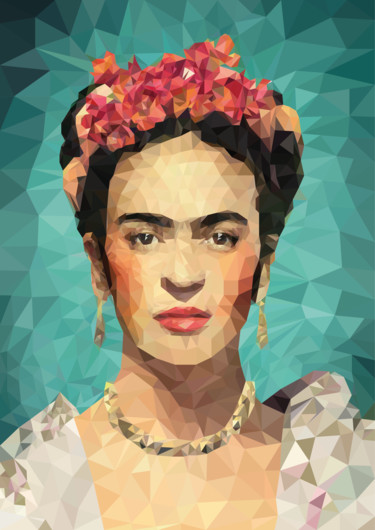 Digital Arts titled "Frida Kahlo in Low…" by Vidandi Daniele Agostinho, Original Artwork, Digital Painting