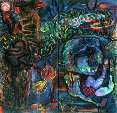 Malerei mit dem Titel "Das fremde Kind" von Danjana Brandes, Original-Kunstwerk, Acryl Auf Keilrahmen aus Holz montiert