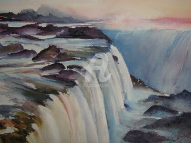 Painting titled "Chutes de la rivièr…" by Dany, Original Artwork, Watercolor