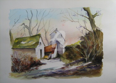 Schilderij getiteld "Matin d'automne" door Dany, Origineel Kunstwerk, Aquarel