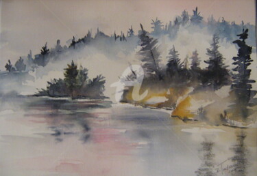 Painting titled "Brume matinale #art…" by Dany, Original Artwork, Watercolor