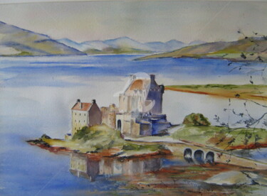 Painting titled "Château d'EILEAN DO…" by Dany, Original Artwork, Watercolor
