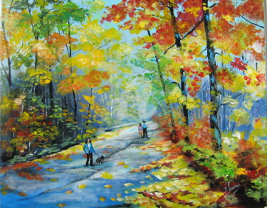 Peinture intitulée "Balade en forêt" par Dany, Œuvre d'art originale, Acrylique
