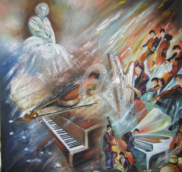 Painting titled "Ode à la musique" by Dany, Original Artwork, Oil