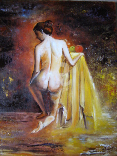Painting titled "En tenue d'Eve" by Dany, Original Artwork, Oil