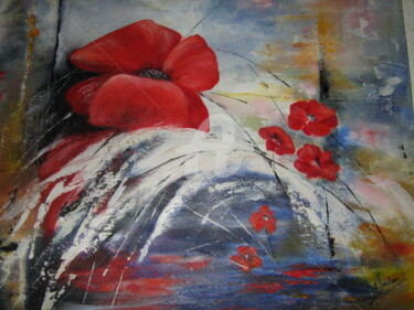 Painting titled "Coquelicots 2" by Dany, Original Artwork, Oil