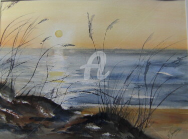 Painting titled "Plage vendéenne" by Dany, Original Artwork, Watercolor