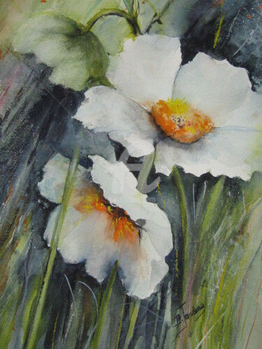 Painting titled "Hellebores" by Dany, Original Artwork, Watercolor