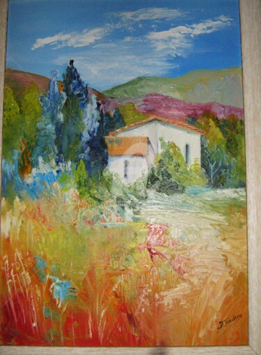 Peinture intitulée "Mas en Provence" par Dany, Œuvre d'art originale, Huile