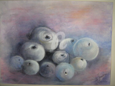 Painting titled "POMMES bLEUES" by Dany, Original Artwork, Watercolor