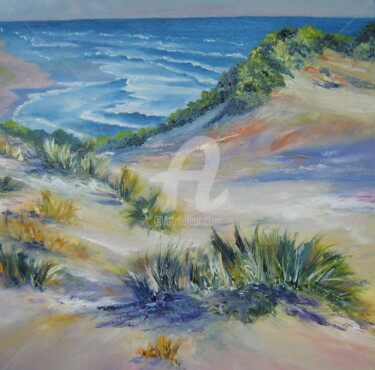 Peinture intitulée "Au-delà des dunes" par Dany, Œuvre d'art originale, Huile