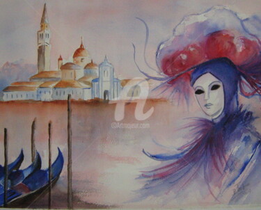 Painting titled "Carnaval à VENISE" by Dany, Original Artwork, Watercolor
