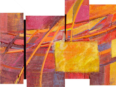 Peinture intitulée "SOLEI LEVANT" par Daniel Lanoux, Œuvre d'art originale, Collages