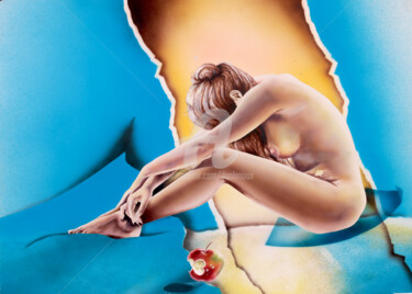 Peinture intitulée "Déchirure" par Daniel Lanoux, Œuvre d'art originale, Aérographe