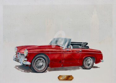 Malerei mit dem Titel "Old lady" von Daniel Lanoux, Original-Kunstwerk, Airbrush