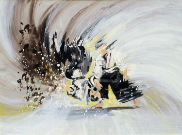 Painting titled "Combat" by Daniel Lanoux, Original Artwork, Lacquer
